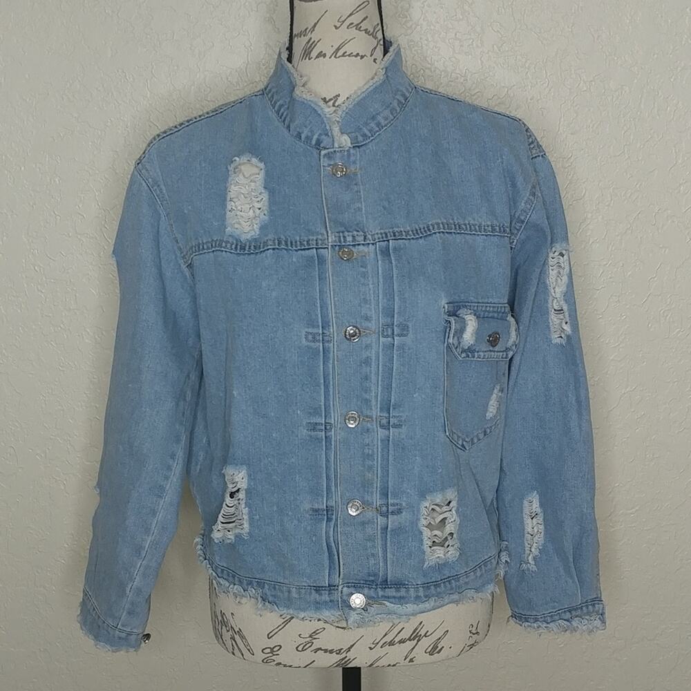 Distressed Jean Jacket Blue